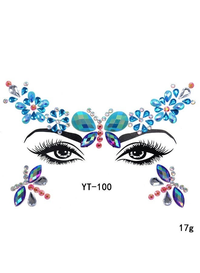 AuliceVerse 4-Pack Self-Adhesive Face Gems – Rhinestone & Acrylic Crystal for Festival & Party Glamour (Celebration Edition) - Image 3